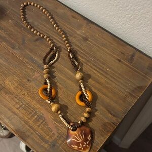 Artisan Brown and Orange Beaded Necklace